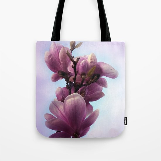 pink magnolia blossoms on texture -1- Tote Bag