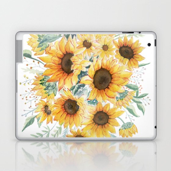 Loose Watercolor Sunflowers Laptop & iPad Skin