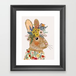 Foral Rabbit Framed Art Print