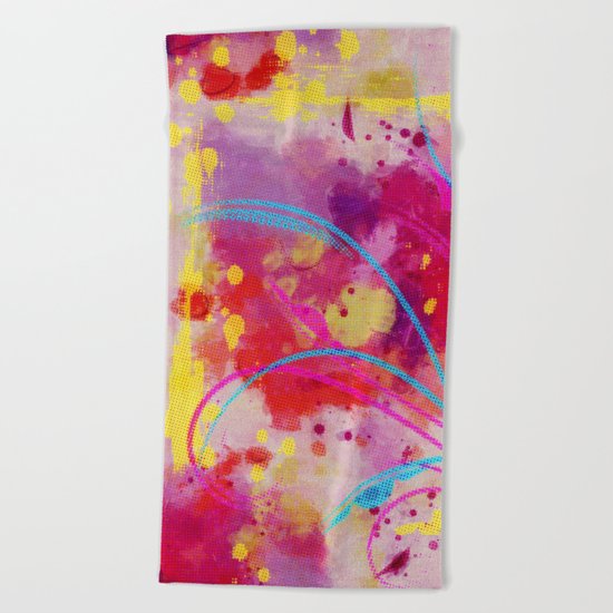 Wild sprouts in CMYK Beach Towel