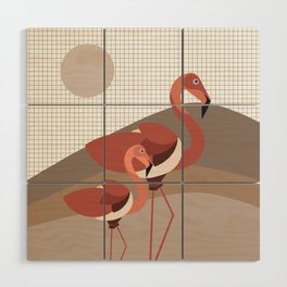 PINK Modern Animals Flamingo Illustration Framed Art Print Wood Wall Art