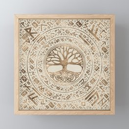 Tree of life -Yggdrasil Runic Pattern Framed Mini Art Print