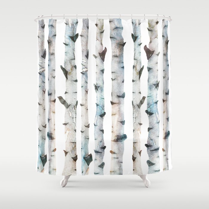 birch tree fabric shower curtain