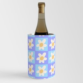 Spring of Retro Daisies - Blue and Lilac Wine Chiller