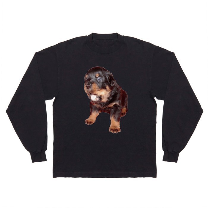 Rottweiler Puppy with Shocked Open Mouth Expression  Long Sleeve T Shirt