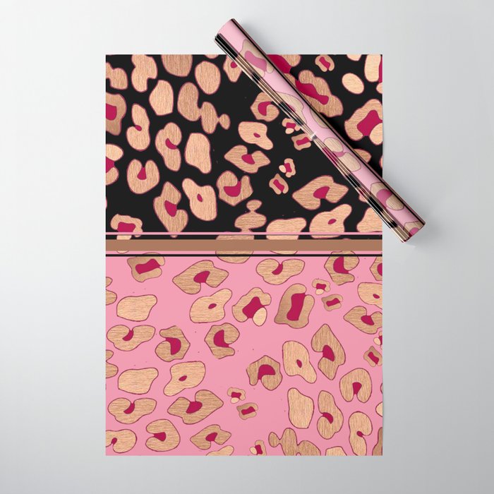 RoseGold: Black + Pink Wrapping Paper by Shaunia McKenzie