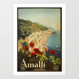 Vintage Travel Ad Amalfi Italy Art Print