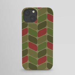 Vintage Diagonal Rectangles Olive Green Red iPhone Case