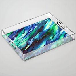 Seascape Alcohol Ink Painting Acrylic Tray