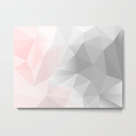pink and gray geometric low poly background Metal Print