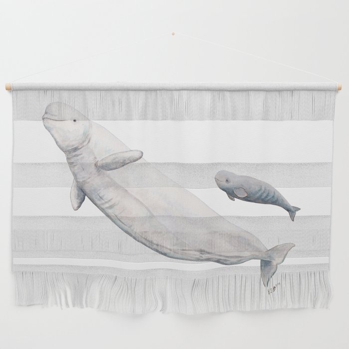 Beluga and baby beluga whale Wall Hanging