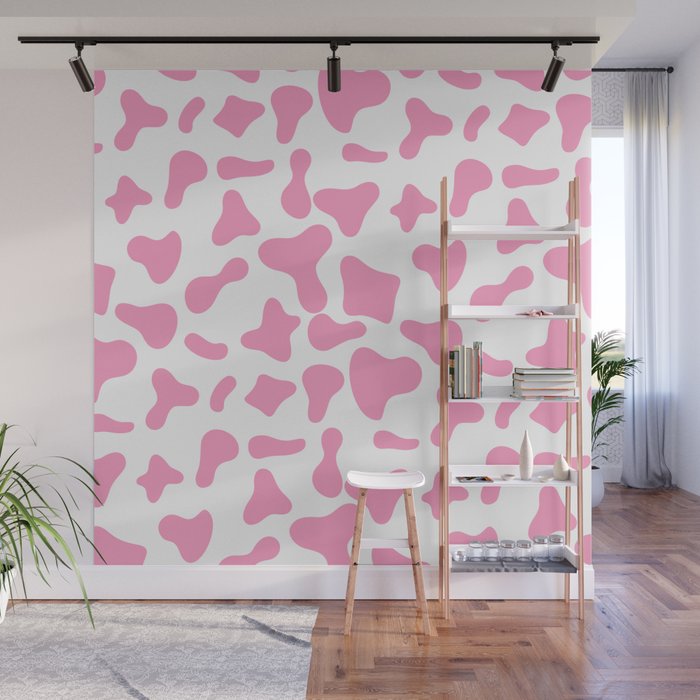 Pink Cow Pattern Wall Mural