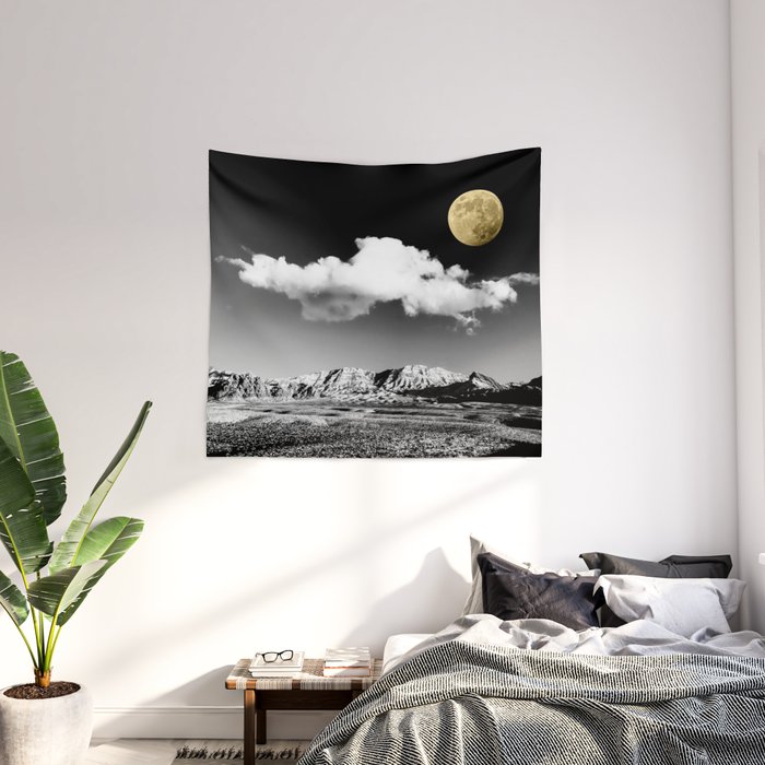 Black Desert Sky Golden Moon Red Rock Canyon Las Vegas Mojave