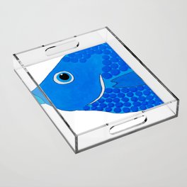 Royal Blue Fish ~ white background Acrylic Tray
