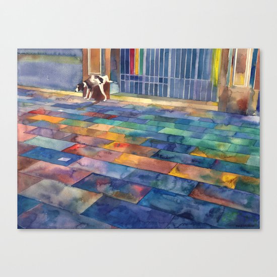 Dog and the city Canvas Print