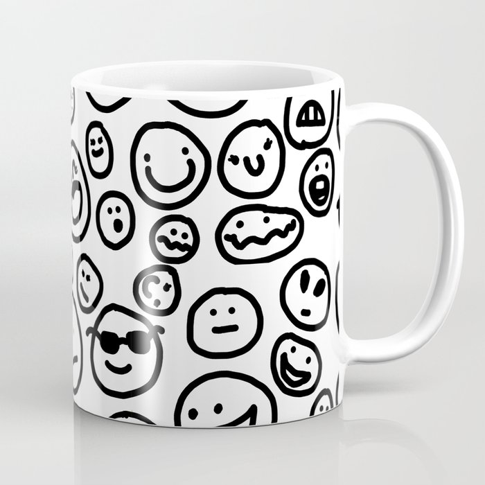 Smile Doodles Black Lines Coffee Mug