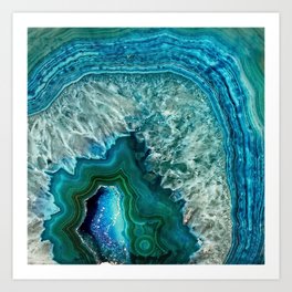 Aqua turquoise agate mineral gem stone Art Print