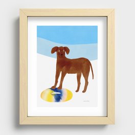 Dog and a Swimming Ring - Brown Recessed Framed Print