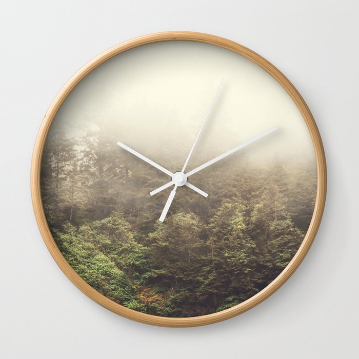 Foggy Forest in the PNW Wall Clock