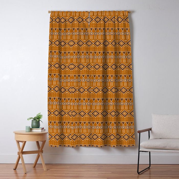 Mudcloth Style 2 In Burnt Orange And Brown Blackout Curtain By