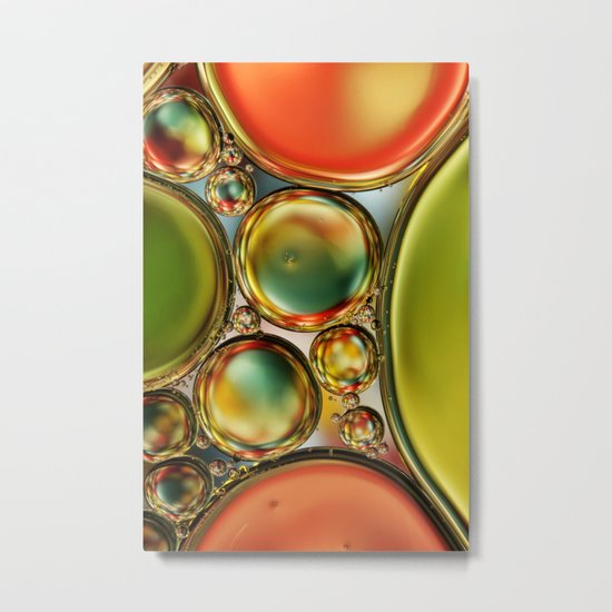 Bubble Abstract with Orange & Lime Metal Print