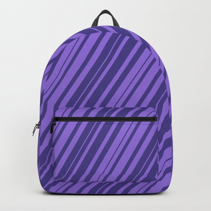 Purple and Dark Slate Blue Colored Striped Pattern Backpack