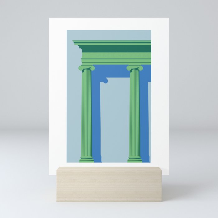 Ionic Entablature in Green Mini Art Print