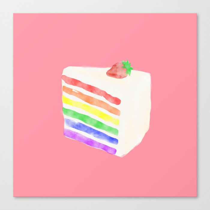 Watercolor Rainbow Cake Canvas Print