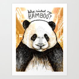 Who Nicked My Bambo (Coloured) Art Print | Mixed Media, Nature, Illustration, Animal 