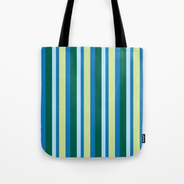 green blue stripe Tote Bag