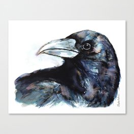 Raven, Watercolor Canvas Print