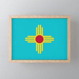 New Mexico Flag Turquoise  Framed Mini Art Print