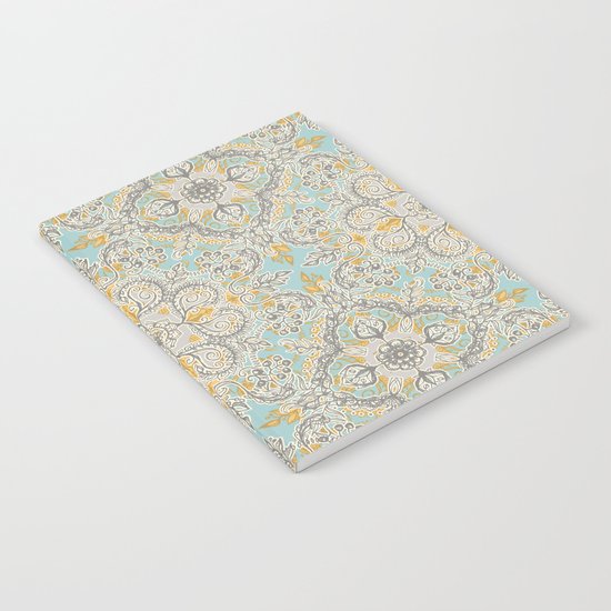 Gypsy Floral in Soft Neutrals, Grey & Yellow on Sage Notebook