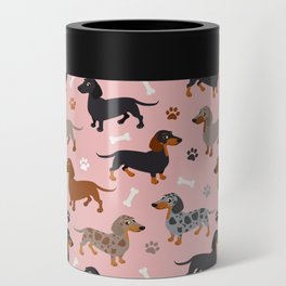Dachshund Dog Doxie Dogs Pattern Pink Can Cooler