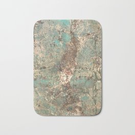 Turquoise and Fawn Brown Marble Bath Mat