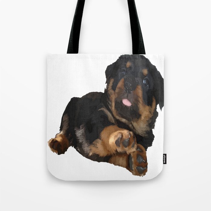 Cute Rottweiler Puppy Vector Tote Bag