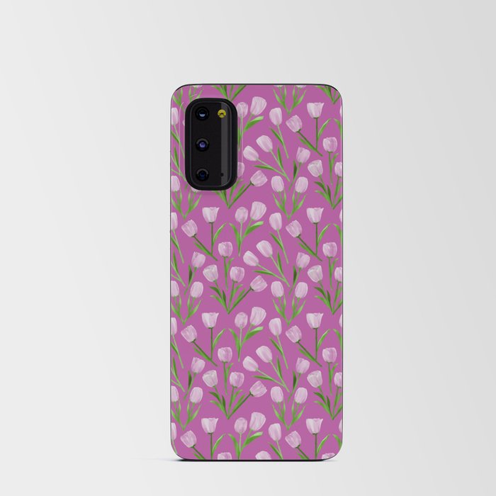 seamless pattern with tulip flowers in light pink colors Android Card Case