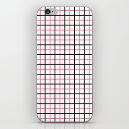 Grid Plaid Pattern 724 Black and Pink iPhone Skin