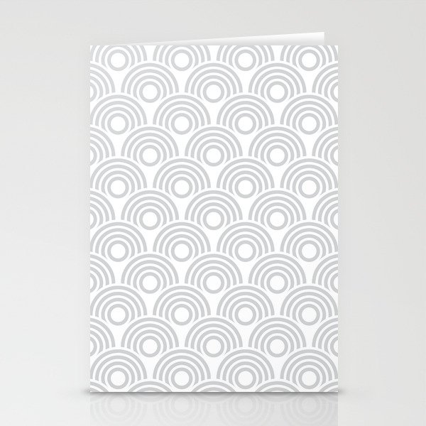 Art Deco Silver & White Circles Pattern Stationery Cards