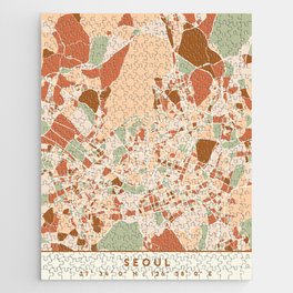 SEOUL SOUTH KOREA CITY MAP EARTH TONES Jigsaw Puzzle