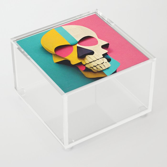 Paper Cut-Out Skull, pastel colors Acrylic Box