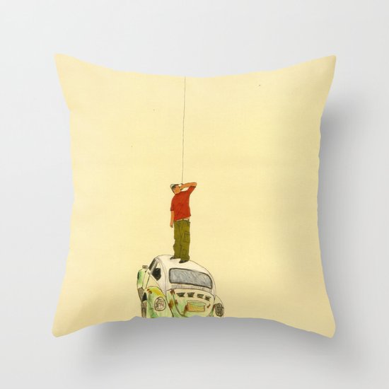 man listening something from the sky Throw Pillow