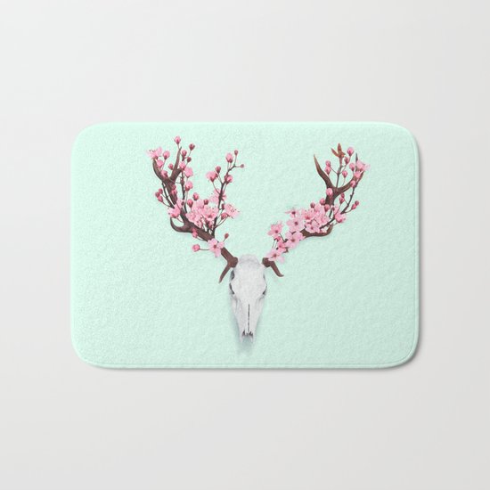 CHERRY BLOSSOM SKULL Bath Mat