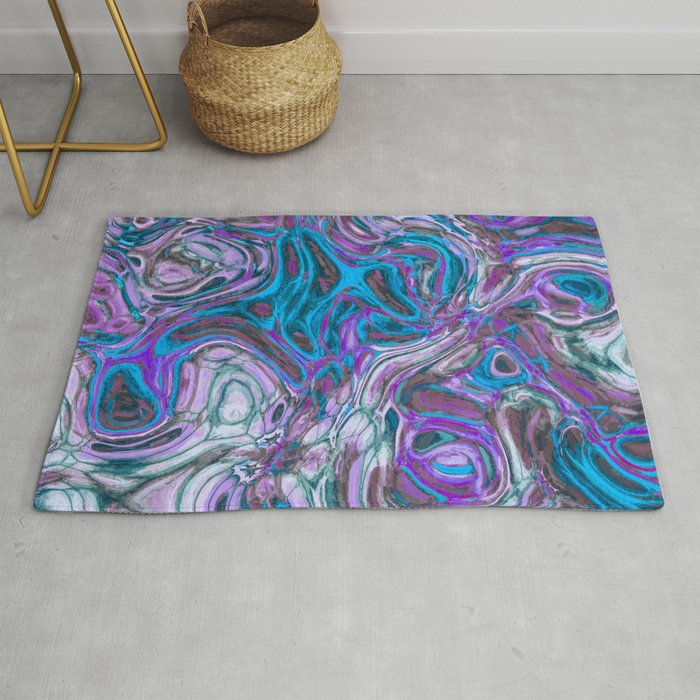 Psychedelic Artwork In Blue And Purple Rug