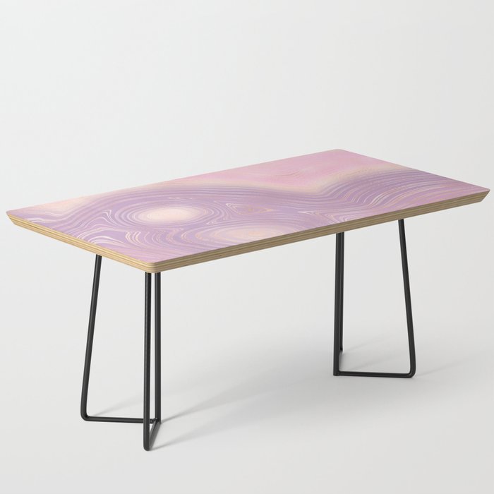 Muted Purple Pink Gold Agate Geode Luxury Coffee Table