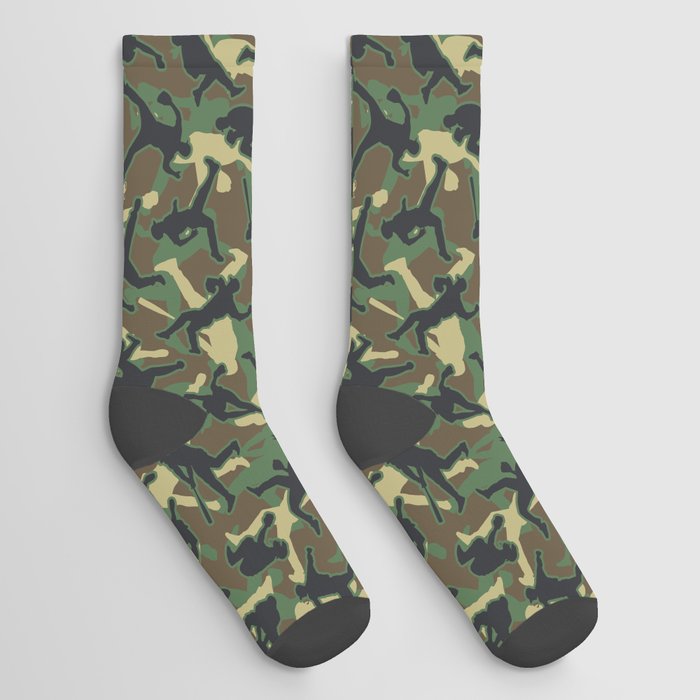 Baseball Player Camo Woodland Camouflage Pattern Socks