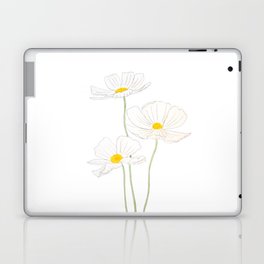 3 white cosmos flowers ink and watercolor Laptop Skin