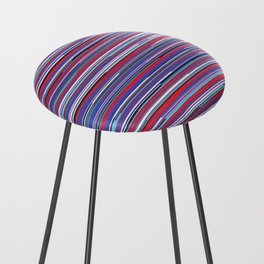 Red And Blue Abstract Horizontal Lines Counter Stool