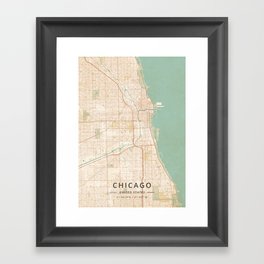 Chicago, United States - Vintage Map Framed Art Print