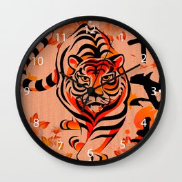 japanese tiger art Wall Clock